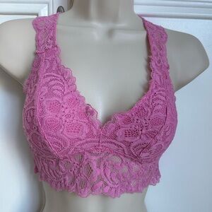 Hot Pink Lace Racer Back Bralette. Size XS